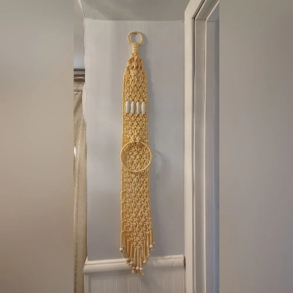 Vintage Crocheted Wall Hanging Towel Holder